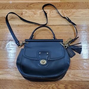 SOLD!Coach Black Leather Crossbody Purse Bag Clasp